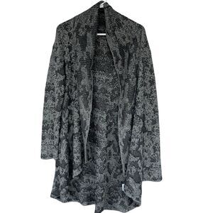 Eileen‎ Fisher Womens Cardigan Sweater Medium Open Front Gray Wool Linen Camel